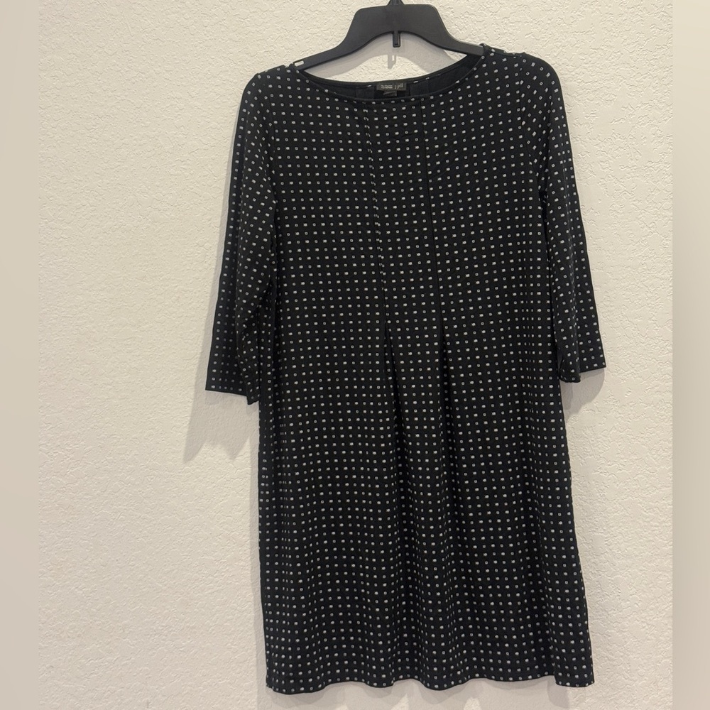 J. Jill Black and White A-Line‎ Dress with 3/4 Sleeves